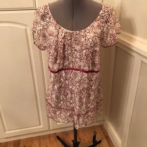 Venezia Blouse Ivory and Magenta Sz: 14/16W